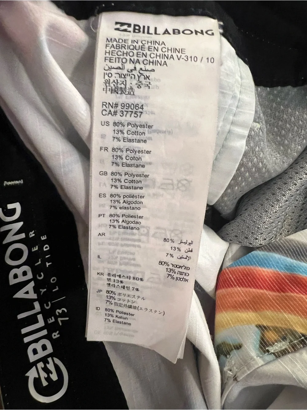 Billabong Recycler 73 Lo Tide Hawaii Tiki Print Board Shorts Size 28 - Picture 8 of 9